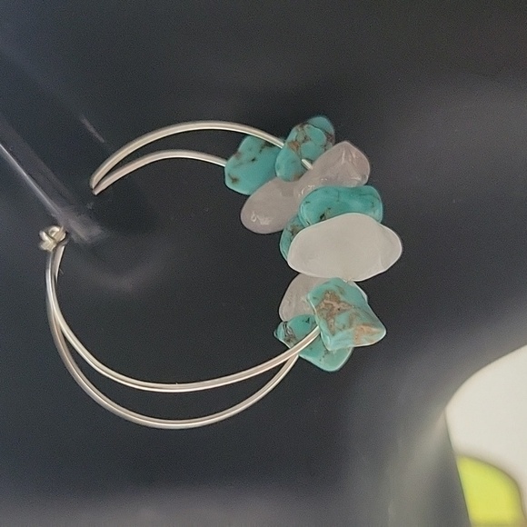 New Handmade Natural Gemstone Hoop Earrings With Gift Box Included - Picture 2 of 4